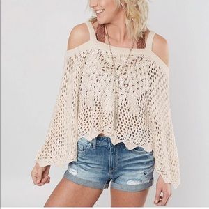 Detailed weave open back sweater
